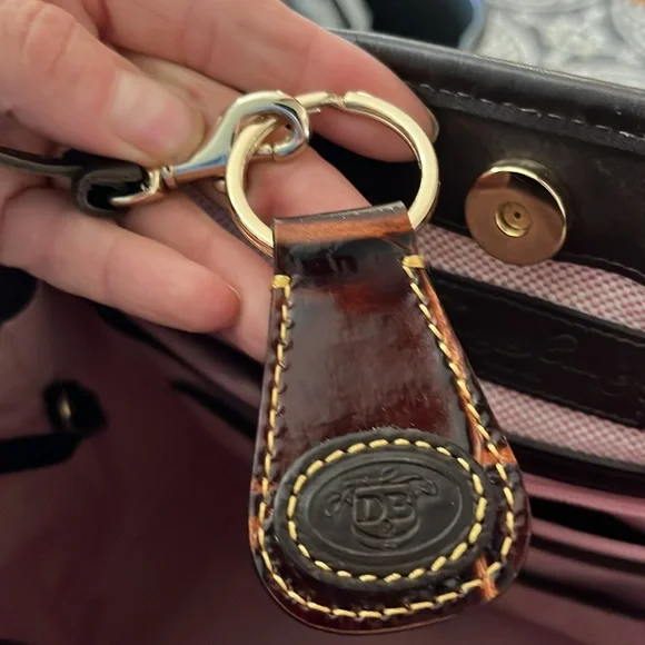 Dooney & Bourke Croco Embossed Genuine Leather Double Strap Tassel Bag Satchel - Picture 10 of 14